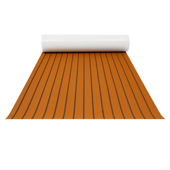 LUGBING Self-Adhesive EVA Foam Teak Deck Mat 106"35" 6mm Thick Waterproof Anti-Slip Cuttable Boat Flooring Mat Marine Floor Pad for Boat Deck RV Yacht Dock Gym