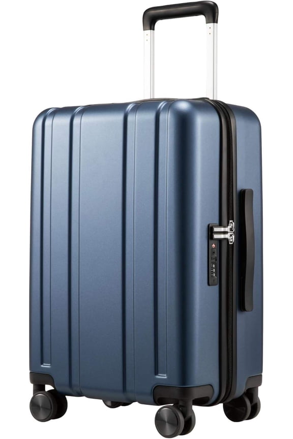 LUGGEX Carry-On Luggage, 22x14x9 Inch, 100% Polycarbonate Hard Shell, TSA-Approved Spinner Suitcase with 360 Wheels (Blue, 20 Inch, 40L)