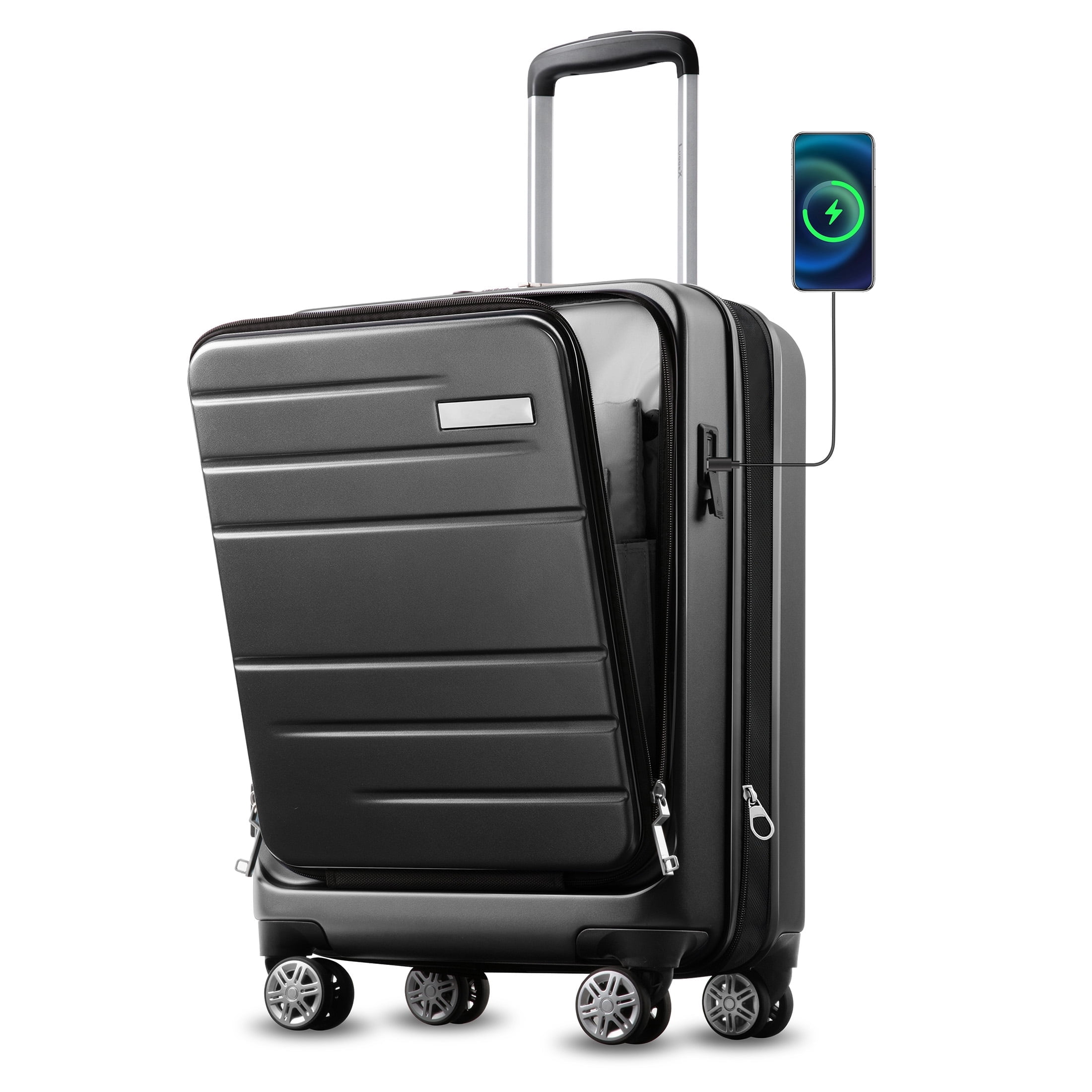 Hardside luggage with front pocket deals