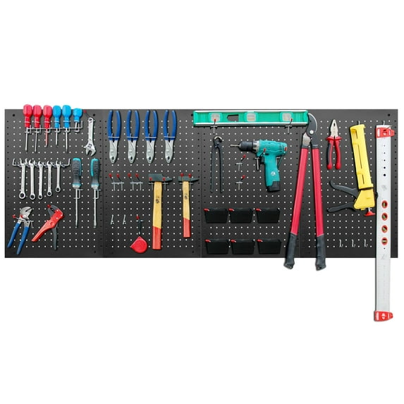 LUGO® 128-PC Pegboard Wall Organizer Kit, 24"x16", with 4 Boards, Black