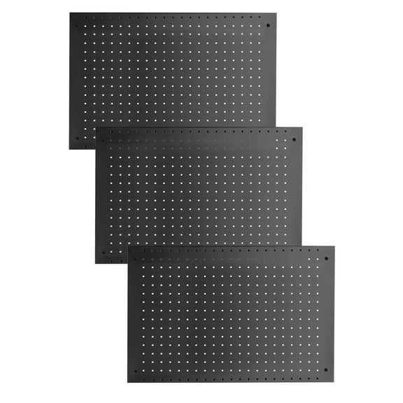 LUGO 3PC Pegboard Wall Organizer Panels 24"x16", Black