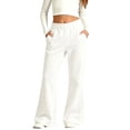 thumbnail image 1 of LUGOGNE Big Girls Flared Fleece Sweatpants Girls Uniform Pants Comfortable Loose Fit Winter Warm Joggers Back to School Trousers with Pockets, 1 of 7