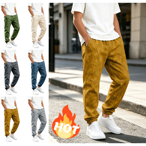LUGOGNE Boys Baggy Sweatpants Elastic Waist Contrast Stitching Joggers with Pockets Kids Fall Winter Sports Clothing Brown,Size 9