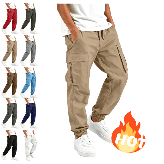 LUGOGNE Boys Cargo Joggers Kids Stretch Slim Fit School Uniform Chino Pants with Multi Pockets Red,Size 5