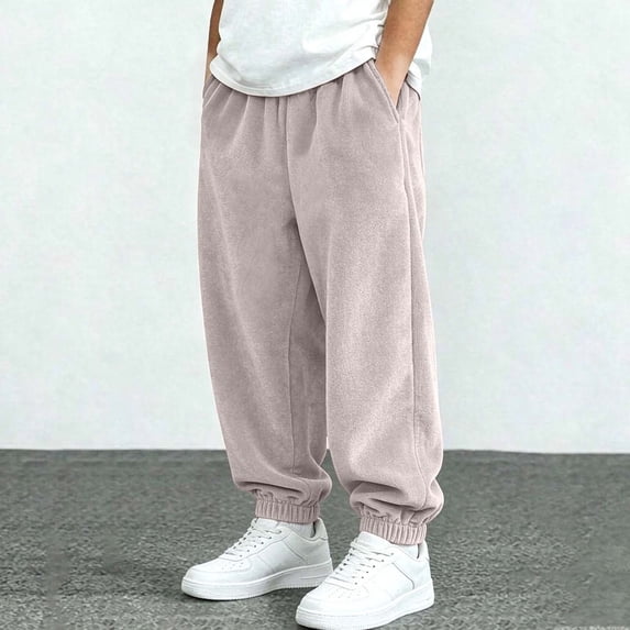 LUGOGNE Boys Girls Fleece Jogger Pants with Pockets - Elastic Waist Warm Casual Sweatpants Kids Clothing Gray,Size 7
