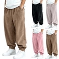 thumbnail image 1 of LUGOGNE Boys Girls Fleece Jogger Pants with Pockets - Elastic Waist Warm Casual Sweatpants Kids Clothing Khaki,Size 11, 1 of 6