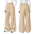 thumbnail image 1 of LUGOGNE Boys Girls Fleece Lined Sweatpants Kids Wide Leg Winter Pants with Pockets Comfortable Loose Lounge Track Pants, 1 of 9