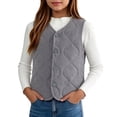 thumbnail image 1 of LUGOGNE Boys Girls Quilted Vest Button Front Sleeveless V Neck Lightweight Padded Jacket with Wave Stitching Kids Everyday Casual Layering Outerwear for Spring Fall School, 1 of 6