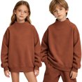 thumbnail image 1 of LUGOGNE Boys Girls Sweatshirt Mock Neck Pullover Sweatshirt Soft Fall Winter Casual Drop Shoulder Tops Kids Back to School Basic Outfits, 1 of 9