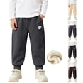 thumbnail image 1 of LUGOGNE Boys Jogger Pants Warm Fleece Lined Active Sweatpants Textured Kids Fall Winter Clothing with Pockets Black,Size 2 T, 1 of 9
