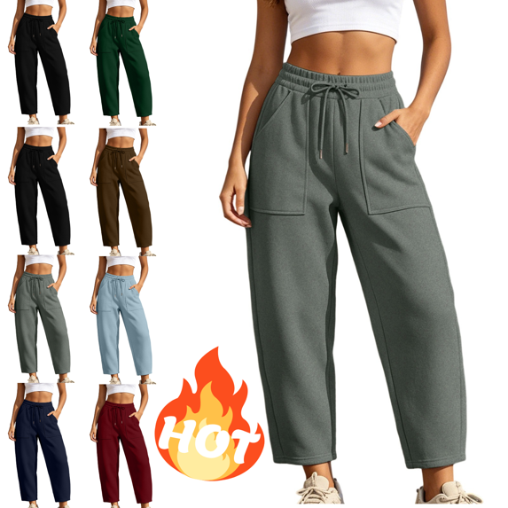 LUGOGNE Capri Sweatpants for Women High Waisted Drawstring Cropped Sweatpants with Pockets Baggy Relaxed Fit Comfy Lounge Capris for Workout Gym Casual Daily Gray,XXL