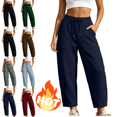 thumbnail image 1 of LUGOGNE Capri Sweatpants for Women High Waisted Drawstring Cropped Sweatpants with Pockets Baggy Relaxed Fit Comfy Lounge Capris for Workout Gym Casual Daily Navy,XXXL, 1 of 9