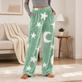 thumbnail image 1 of LUGOGNE Fuzzy Fleece Pants Women Warm Winter Pajama Pants Star Moon Print Soft Comfortable Home Casual Bottoms with Pockets Green,XL, 1 of 9