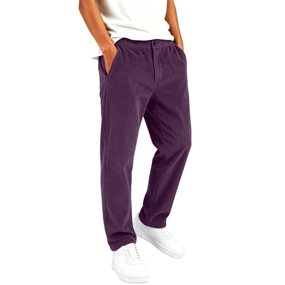 LUGOGNE Girls Boys Corduroy Pants Kids School Uniform Pants Casual Everyday Holiday Outfits Purple,Size 7