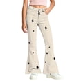 thumbnail image 1 of LUGOGNE Girls Flare Pants Star Print High Waist Button Fly Bell Bottom Pants Kids Clothing with Pockets Khaki,Size 8, 1 of 8