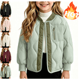thumbnail image 1 of LUGOGNE Girls Quilted Puffer Jacket Snap Button Ribbed Collar Lightweight Warm Coat Wave Stitching with Chest Zip Pocket for Fall Winter School Casual Daily Outerwear Mint Green,11-12Years, 1 of 6