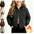 thumbnail image 1 of LUGOGNE Girls Quilted Puffer Jacket Snap Button Ribbed Collar Lightweight Warm Coat Wave Stitching with Chest Zip Pocket for Fall Winter School Casual Daily Outerwear Black,3-4 Years, 1 of 6
