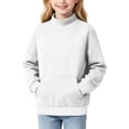 thumbnail image 1 of LUGOGNE Girls Sweatshirt Mock Neck Warm Pullover Sweatshirt with Pockets Solid Long Sleeve Cozy Fall Winter Casual Pullover Tops White,130, 1 of 7