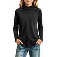 thumbnail image 1 of LUGOGNE Girls Tshirt Turtleneck Long Sleeve Thermal Undershirt Soft Comfortable Fall Winter Basic Tops Black,2-3 Years, 1 of 6