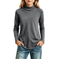 thumbnail image 1 of LUGOGNE Girls Tshirt Turtleneck Long Sleeve Thermal Undershirt Soft Comfortable Fall Winter Basic Tops Gray,11-12 Years, 1 of 6