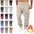 thumbnail image 1 of LUGOGNE Mens Cargo Sweatpants Fleece Lined Joggers Pants Drawstring Elastic Waist Casual Track Pants with Multi Pockets Beige,L, 1 of 5