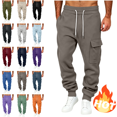 thumbnail image 1 of LUGOGNE Mens Cargo Sweatpants Fleece Lined Joggers Pants Drawstring Elastic Waist Casual Track Pants with Multi Pockets Coffee,XXXL, 1 of 5