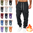 thumbnail image 1 of LUGOGNE Mens Cargo Sweatpants Fleece Lined Joggers Pants Drawstring Elastic Waist Casual Track Pants with Multi Pockets Dark Gray,XXL, 1 of 5