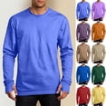 thumbnail image 1 of LUGOGNE Mens Tshirt Long Sleeve Crewneck Athletic Tops with Thumb Holes Comfortable Lightweight Workout Gym Running Pullover Tee Light Blue,S, 1 of 7