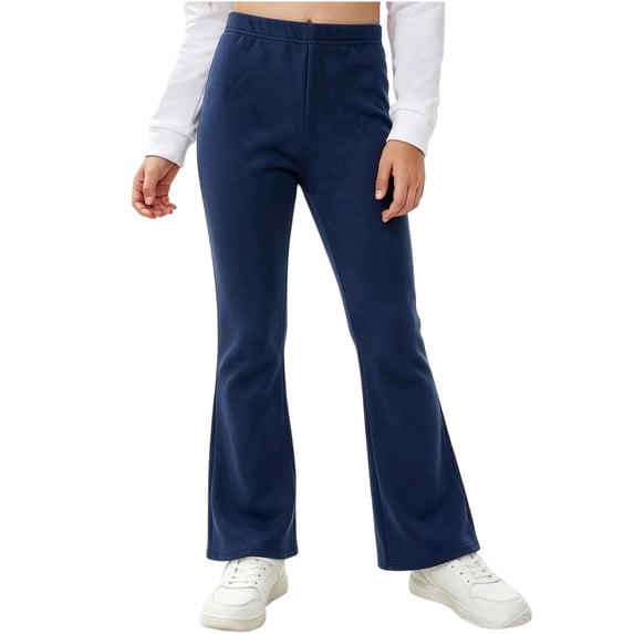 LUGOGNE Toddler Girls Flare Pants Soft Stretch Pull-On Leggings Kids Elastic Waist Lounge Pants for Dance Sports Everyday Casual Navy,Size 3