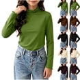 thumbnail image 1 of LUGOGNE Tween Girls Mock Neck T-Shirts Long Sleeve Thermal Shirts Solid Color Warm Undershirt Tops Green,170, 1 of 8