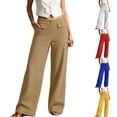 thumbnail image 1 of LUGOGNE Wide Leg Palazzo Pants for Women High Waist Office Pants Flowy Comfortable Loose Fit Work Trousers Khaki,M, 1 of 8