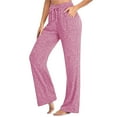 thumbnail image 1 of LUGOGNE Women's Casual Pants Drawstring High Waist Yoga Pants Soft Comfortable Relaxed Fit Casual Sweatpants with Pockets Pink,L, 1 of 4