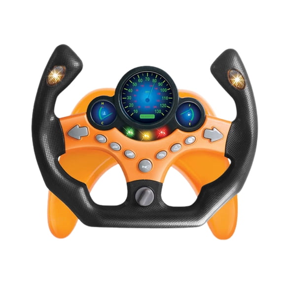 LUH240820002 Car Simulation Steering Wheel Toy with Sound, Light, Music Effects – Interactive Educational Driving Experience, Hand-Eye Coordination, Includes Strap and Base