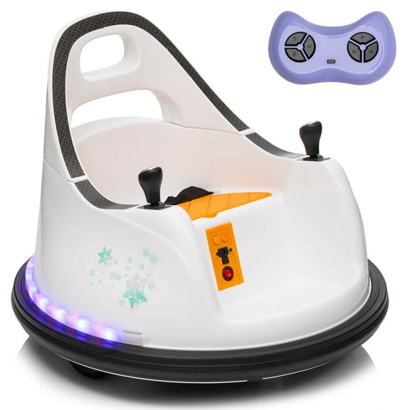 LUIBAS 12 Volt Toddlers Ride-on Bumper Car, Baby Electric Ride On Bumper Toy Car with Remote Control, Music, 360 Degree Spin Gift Toys for 1.5-6 Years Old Boys and Girls, White
