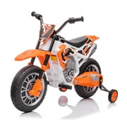 LUIBAS 12V Kids Ride On Electric Motorcycle, Battery Powered Electric Dirt Bike, Off-Road Street Bike Ride on Car with Training Wheels, Spring Suspension, High/Low Speeds, Built-in Music, Yellow