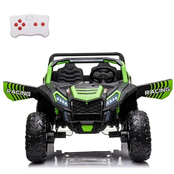 LUIBAS 24V 4WD 2-Seater Battery Powered Ride On Car XXXL Ride On Toys for Big Kids Electric UTV Off-Road Truck Vehicles with Remote Control, EVA Rubber Tires, Bluetooth for Kids 3-12 Year, Green