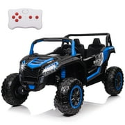 LUIBAS 24V 4WD 2-Seater Battery Powered Ride On Car XXXL Ride On Toys for Big Kids Electric UTV Off-Road Truck Vehicles with Remote Control, EVA Rubber Tires, Bluetooth for Kids 3-12 Year, Blue