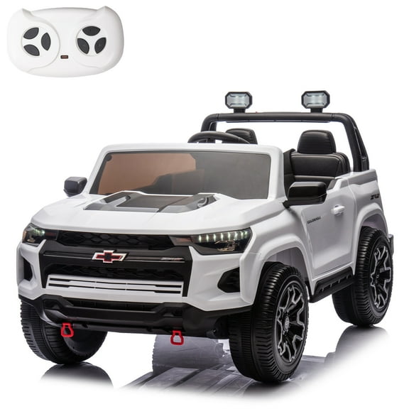 LUIBAS 24V 4WD 2-Seater Kids Ride on Car Battery Powered Licensed Chevrolet Silverado Ride On Truck Electric Car with Remote Control, Ride on Toy Car with Bluetooth, Storage Trunk, White