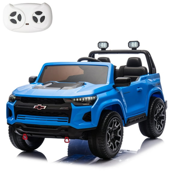 LUIBAS 24V 4WD 2-Seater Kids Ride on Car Battery Powered Licensed Chevrolet Silverado Ride On Truck Electric Car with Remote Control, Ride on Toy Car with Bluetooth, Storage Trunk, Blue