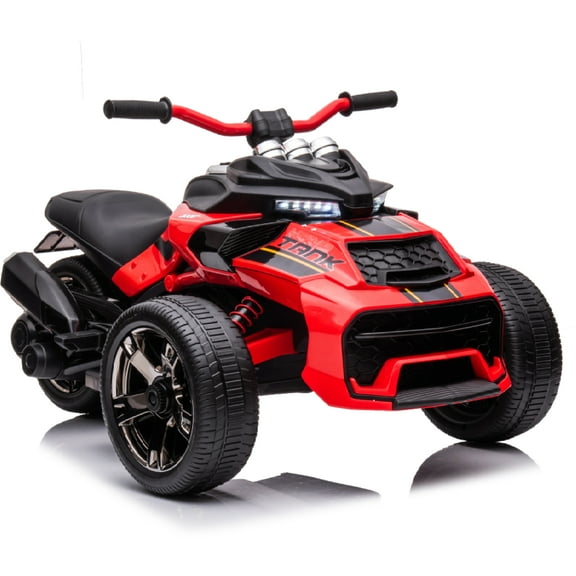 LUIBAS 24V Kids ATV Ride On Motorcycle Electric 3 Wheeler Ride-On Electric ATV Kids Ride On Toys for Kids with Battery Powered Motor, EVA Wheels, w/LED Lights, Bluetooth, MP3 for 3  Years, Red