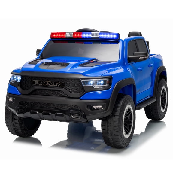 LUIBAS 24V Kids Ride On Car, 4WD Battery Powered Ride On UTV Licensed RAM with Remote Control and Electric Car for Kids Ride On Toy Car for Boys and Girls, LED Lights, Bluetooth, Blue