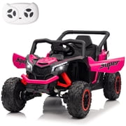 LUIBAS 24V Kids Ride on Car 4x4 Battery Powered Electric Vehicle, 4WD Ride on Toy for Kids to Drive, Powerful Battery Wheels for Toddler with Remote Control, EVA Rubber Wheels, Bluetooth, Pink