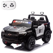 LUIBAS Police Car Ride on 24V 4WD 2-Seater Battery Powered Licensed Chevrolet Ride On Truck Electric Car with Remote Control, Ride on Toy Car with Bluetooth, Storage Trunk, Police Black