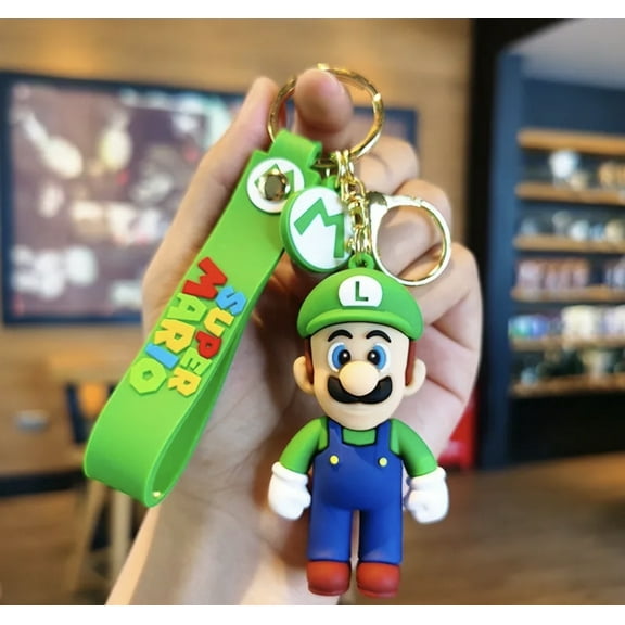 LUIGI Super Mario  3D Characters Keychain Quality Silicone Mario Carrying Strap