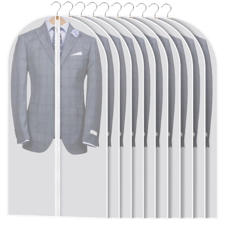 LUIISIS 10 Pack Clothes Cover Protector Bags, 23.62*39.37 In Garment Bags for Hanging Clothes, Clear Hanging Garment Bags for Closet Storage and Travel