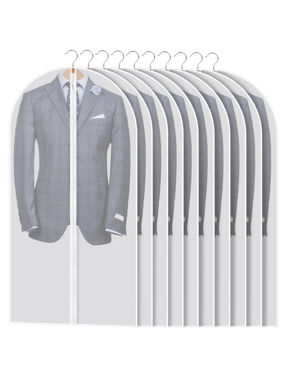 10 Pack Clothes Cover Protector Bags, 23.62*39.37 In Garment Bags for Hanging Clothes, Clear Hanging Garment Bags for Closet Storage and Travel