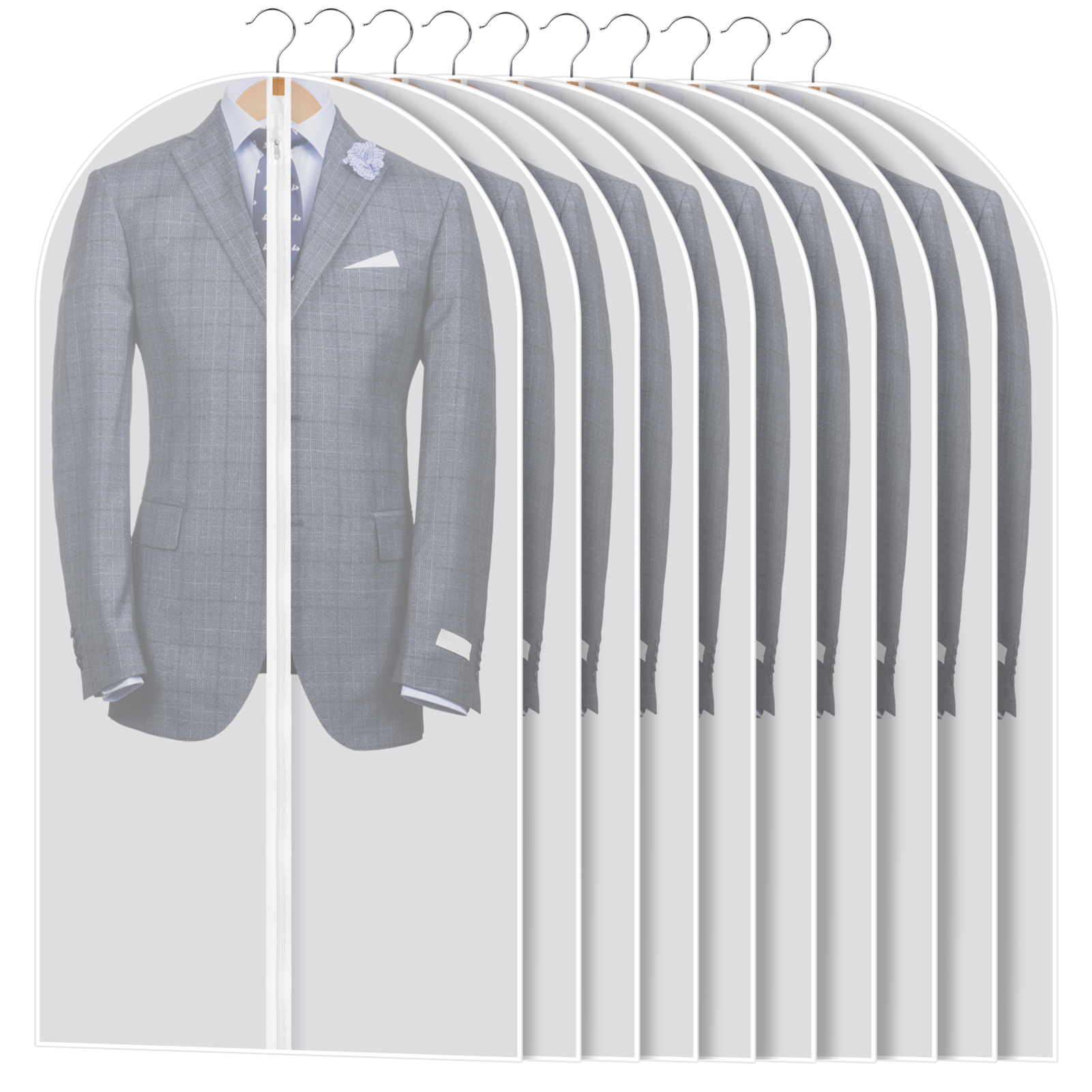 MISSLO 40" Clear Garment Bags for Hanging Clothes Travel Closet Storage