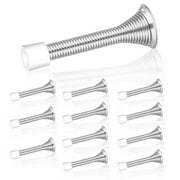 LUIISIS 12Pcs Spring Door Stopper, 3" Stainless Steel Heavy Duty Flexible Door Stopper with Rubber Bumper, Screw in Door Stoppers Wall Protector for Office Home(White-3")