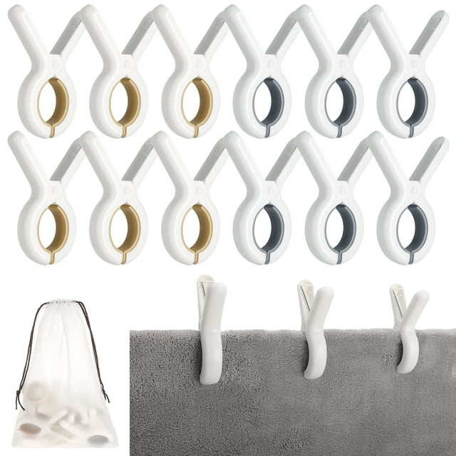 LUIISIS 13PCS Plastic Clothes Pins, Heavy Duty Beach Towel Clips with