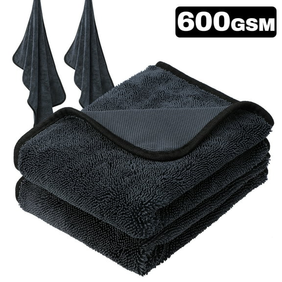 LUIISIS 2 Pack Microfiber Towels for Cars, 600GSM Large 16"x24" Microfiber Cleaning Cloth for Drying/Detailing, Ultra Absorbent, No Streaks, Wash Drying Towel for Auto, Glass, Interior, Housecleaning